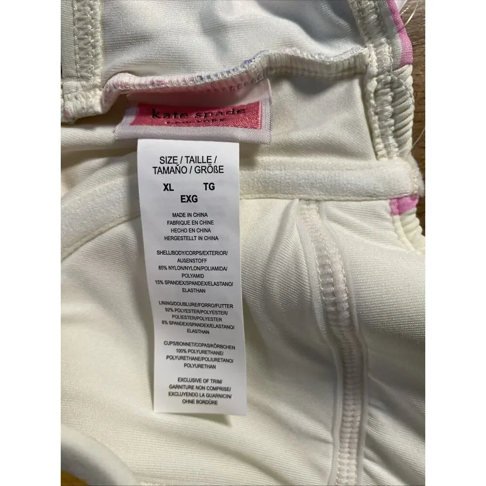 Kate Spade Summer Floral Smocked Underwire One Piece Swimsuit Ivory Womens XL